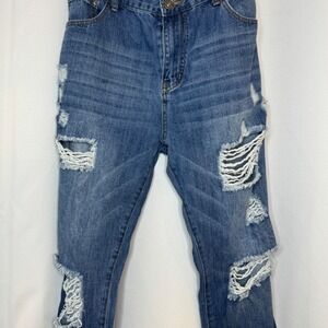 Jeans Distressed Ripped‎ Flare Leg Denim Jeans Trendy Style, WMNS S 36